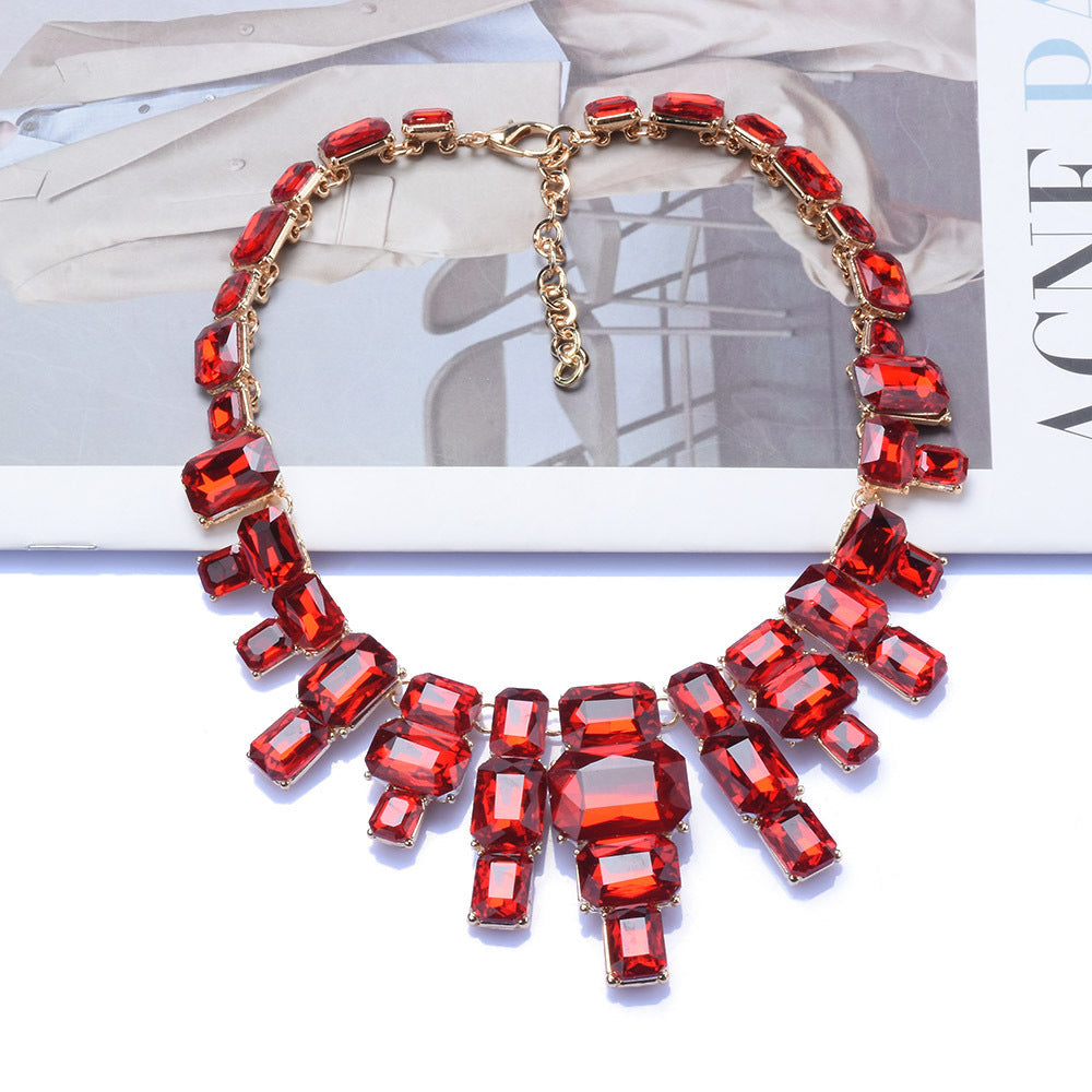 Luxurious Exaggerating Geometric Big Gem Necklace
